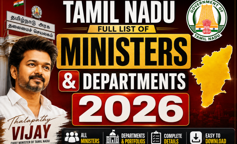 Full List of Tamil Nadu Ministers & Departments 2026