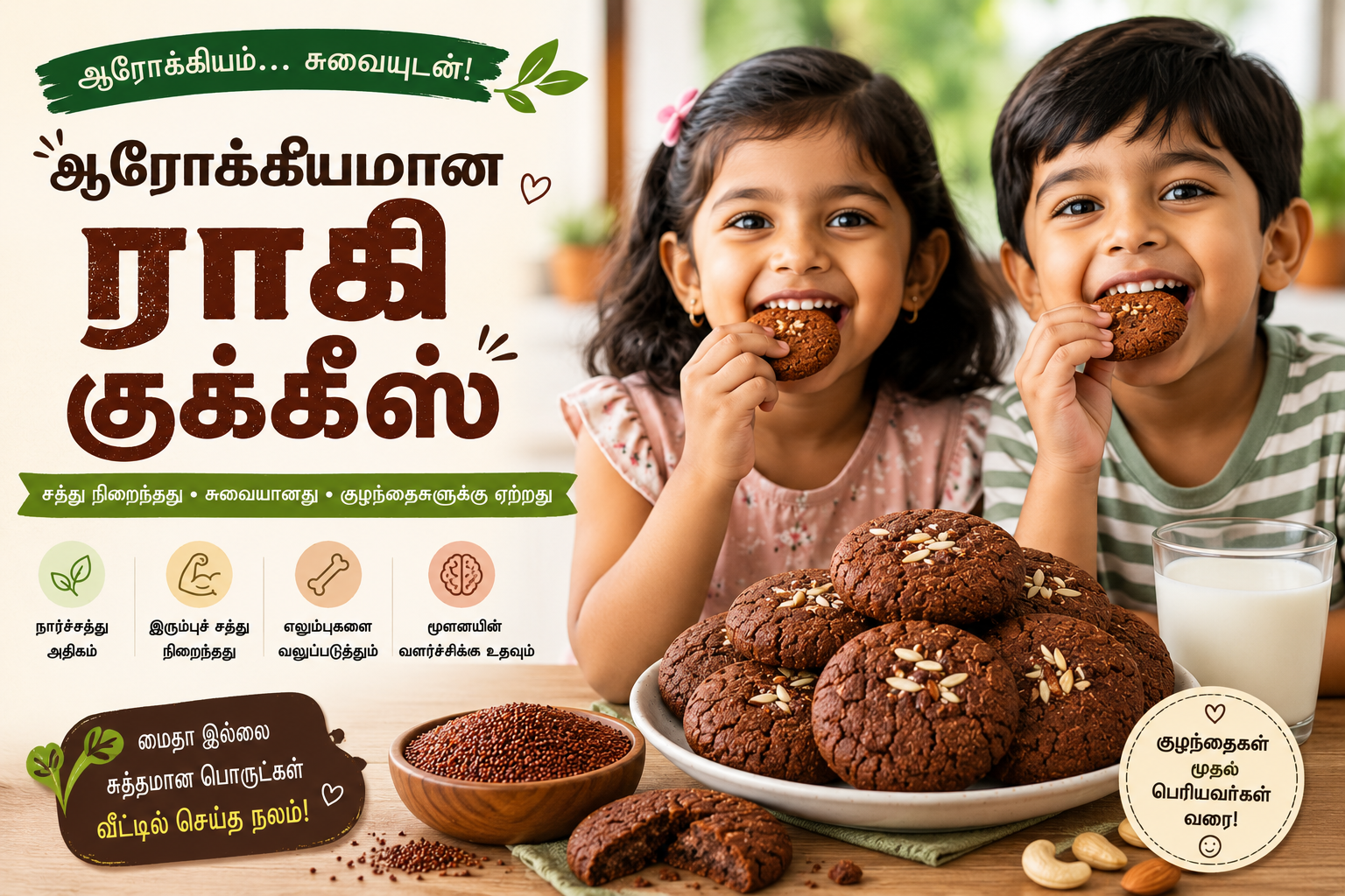 ஆரோக்கியமான வீட்டில் தயாரித்த ராகி குக்கீஸ்