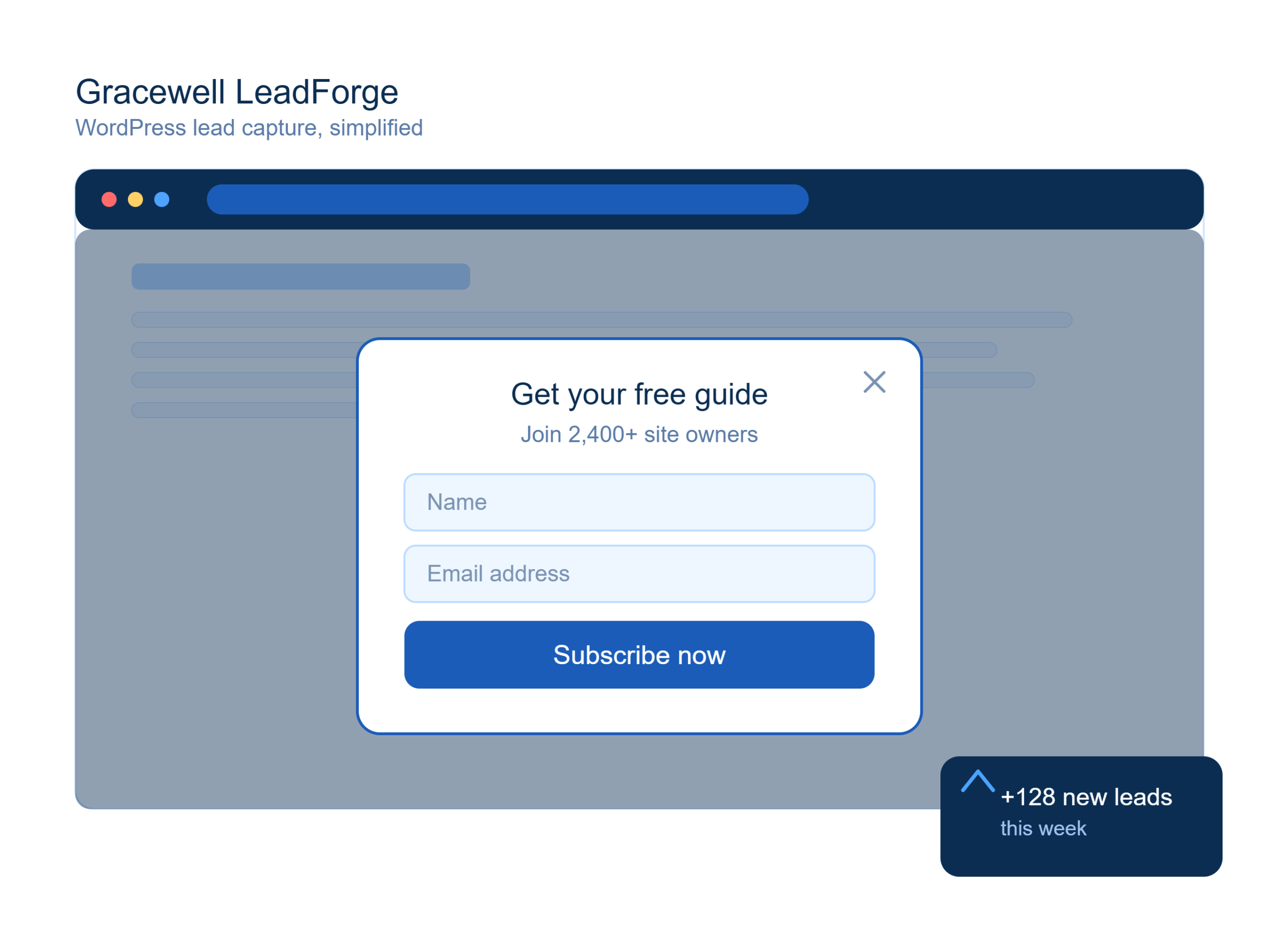 Best WordPress popup plugin Gracewell LeadForge showing popup builder interface